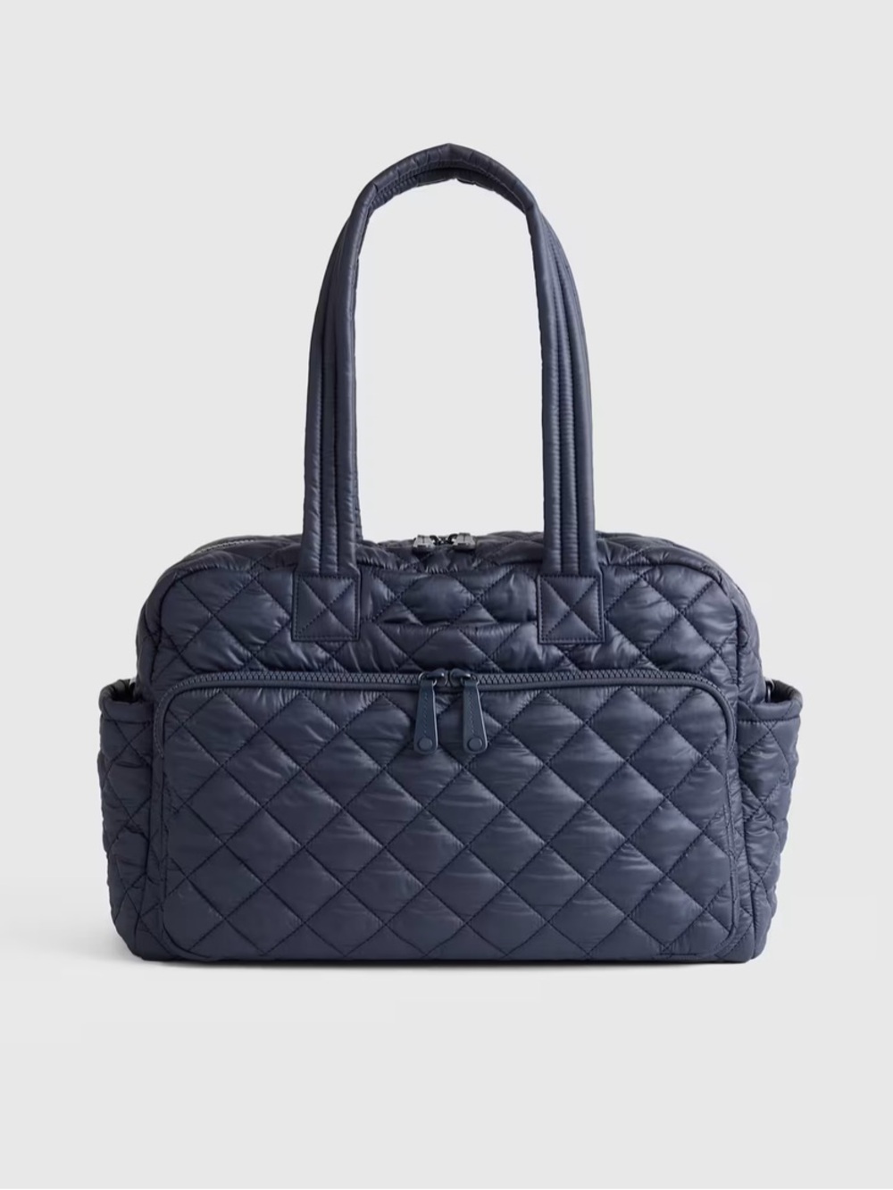 Quince Quilted Navy Blue Tote Bag